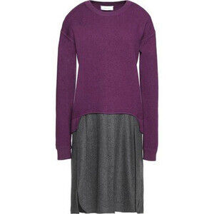 Carven Woman' Layered Wool Knee Length Dress In Violet Size M $800